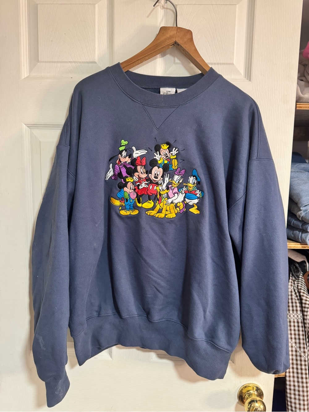 Disney Navy Crewneck Sweatshirt with Classic Character Embroidery